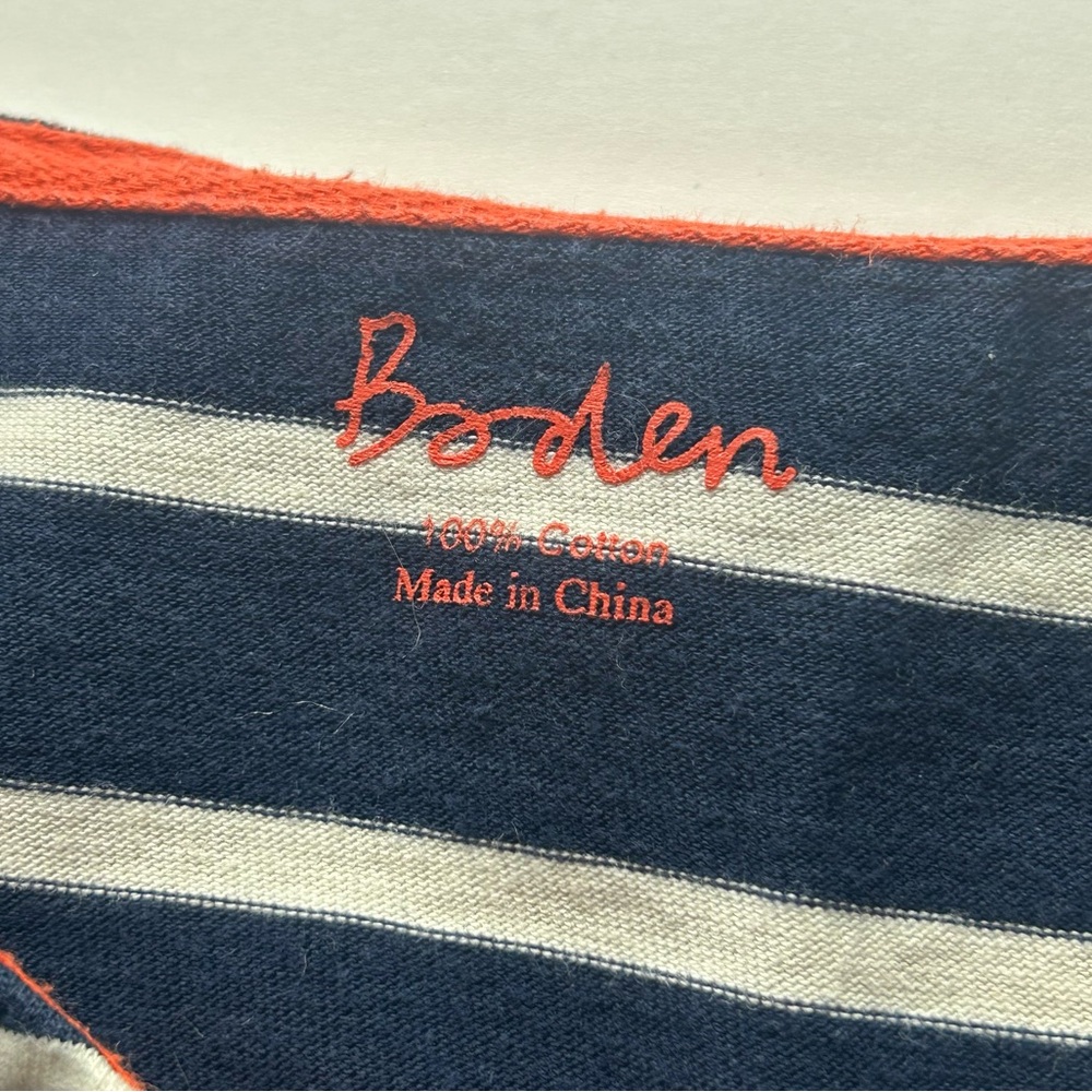 Boden Navy & White Striped Boatneck Shift dress Sz 6R EUC 3/4 sleeve nautical - Picture 6 of 10